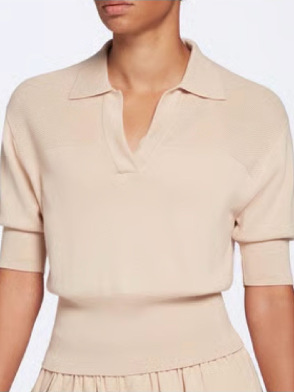 Calia Beige Knit Polo Top